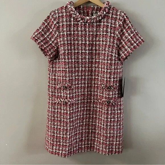 NEW Tuckernuck Jackie Dress Magnolia Tweed Pink Black X Large Mini short sleeve - Picture 6 of 10